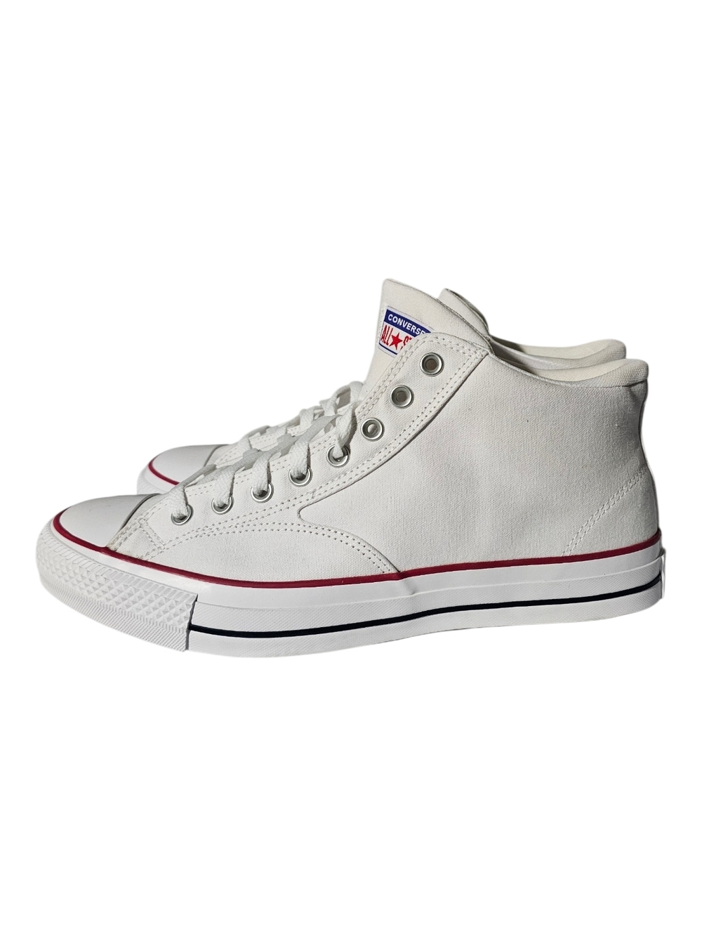 Converse White High-Top Canvas Sneakers with Red and Black Trim